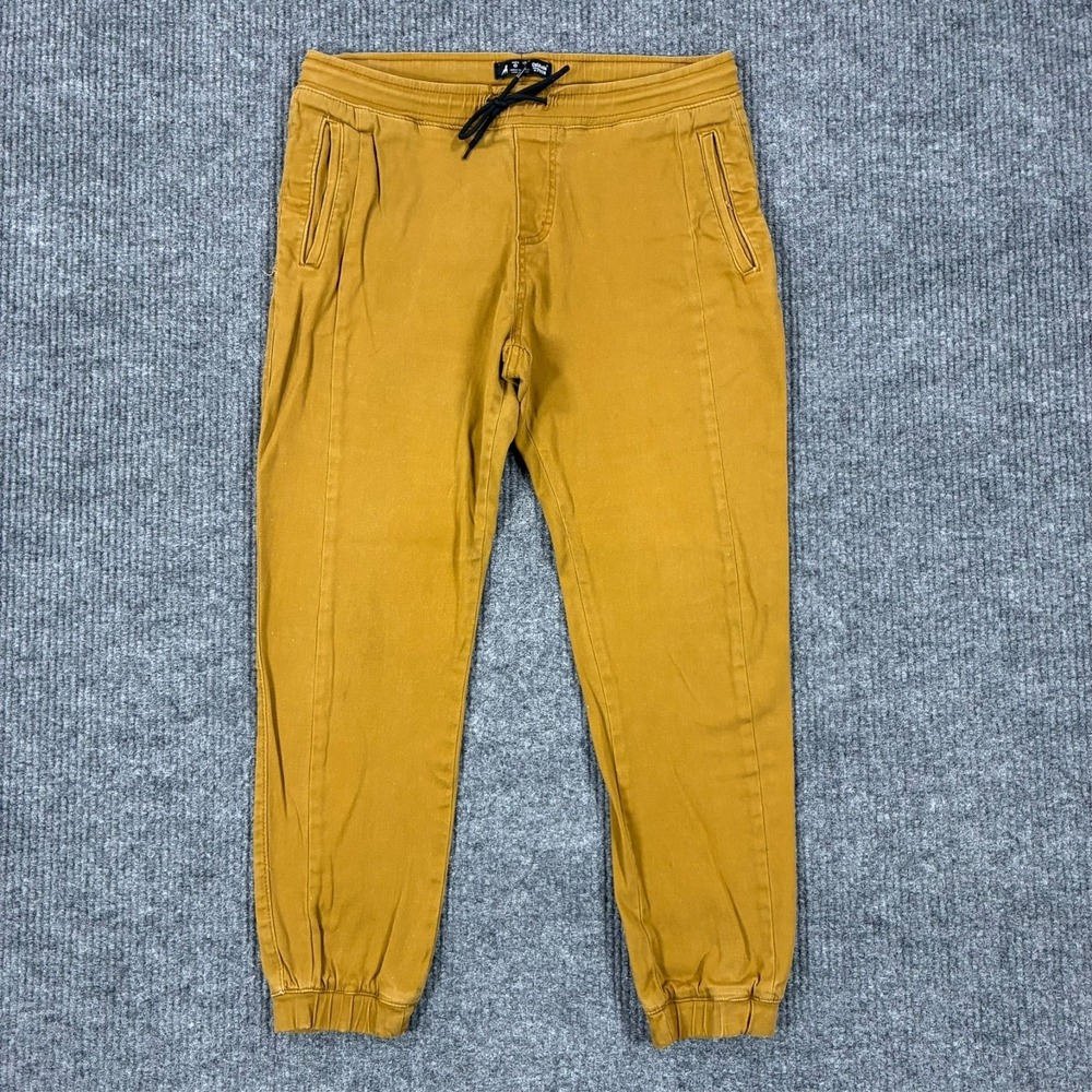 Cuidado Con El Perro Jogger Pants Mens Size Large Mustard Pull On Drawstring
